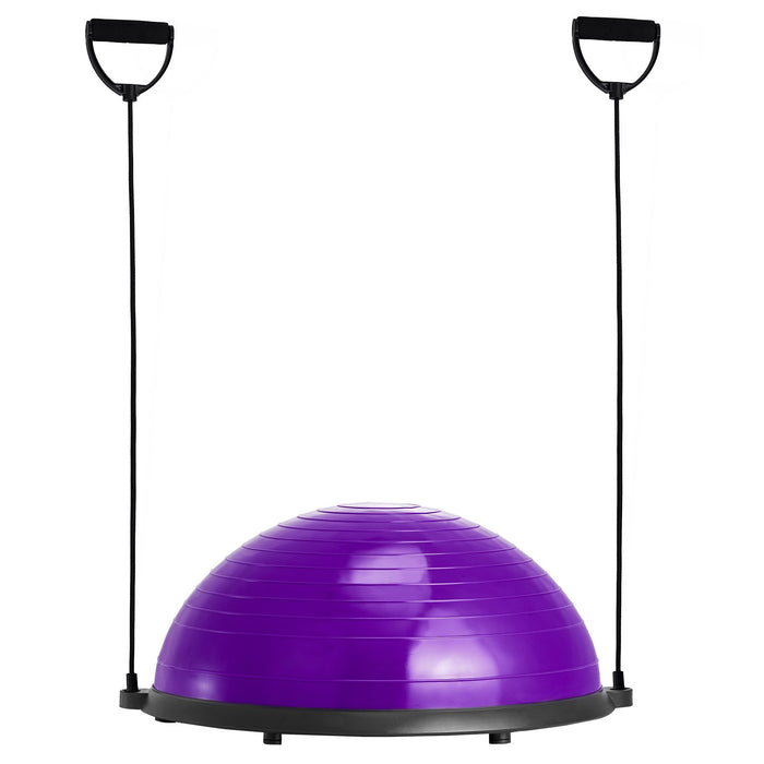 Half Exercise Ball Trainer 23 Inch Balance Ball Trainer 660Lbs Stability Ball Yoga Ball With Resistance Bands & Foot Pump Strength Fitness Ball For Home Gym Full Body Workout Purple