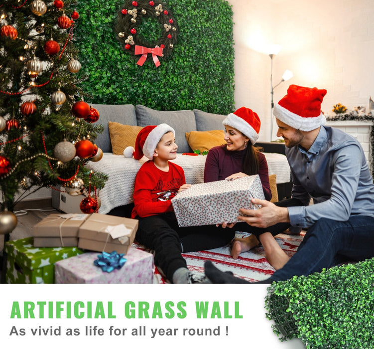 12Pcs 10X10 Inch Artificial Boxwood Panels Boxwood Hedge Wall Mat Artificial Grass Backdrop Wall Privacy Hedge Screen Uv Protected For Outdoor Indoor Garden Fence Backyard