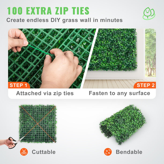12Pcs 10X10 Inch Artificial Boxwood Panels Boxwood Hedge Wall Mat Artificial Grass Backdrop Wall Privacy Hedge Screen Uv Protected For Outdoor Indoor Garden Fence Backyard