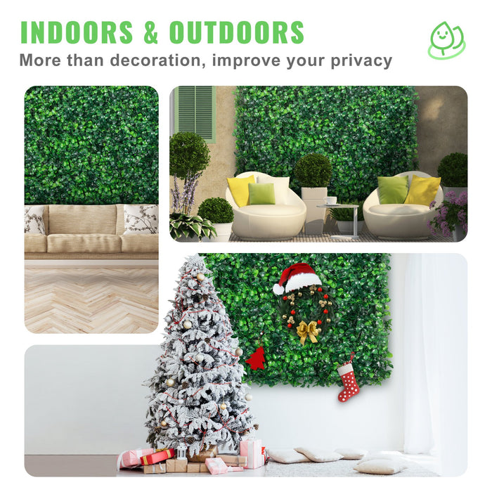 12Pcs 10X10 Inch Artificial Boxwood Panels Boxwood Hedge Wall Mat Artificial Grass Backdrop Wall Privacy Hedge Screen Uv Protected For Outdoor Indoor Garden Fence Backyard