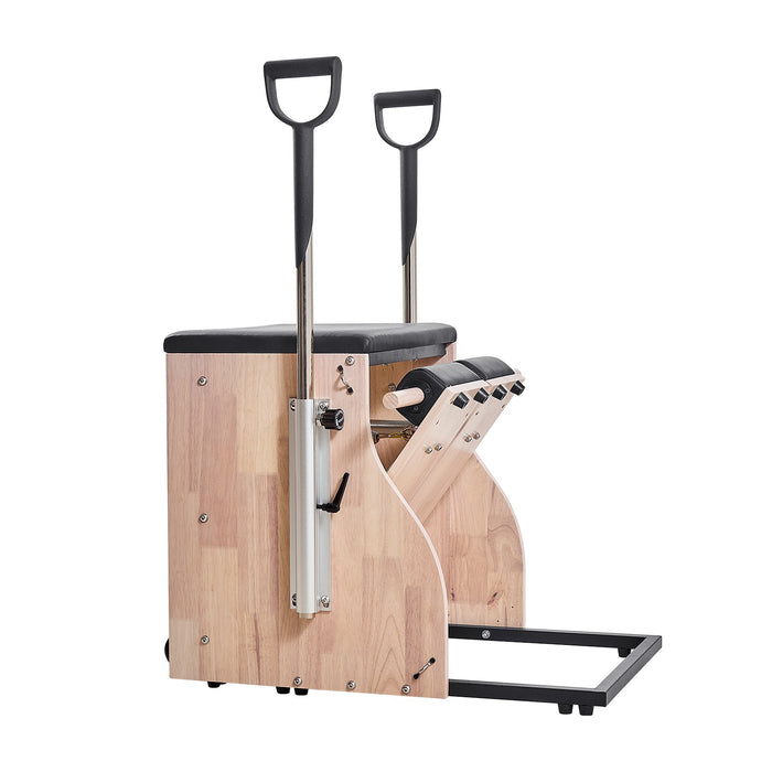 Pilates Chair Split-Pedal Stability Combo Chairs With Handles Rubber Wood Frame Yoga Fitness Trainer Exercise Reformer Pilates Resistance-Workout Equipment For Home Gym Studio Workout