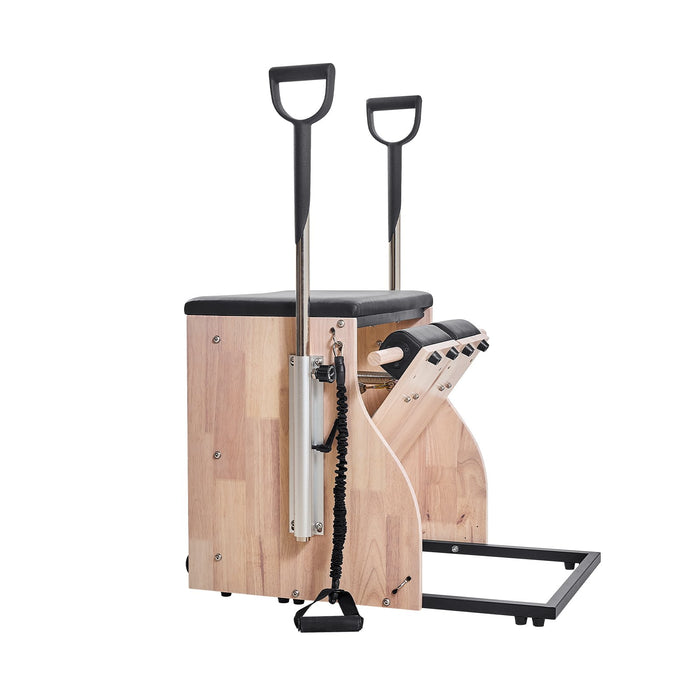 Pilates Chair Split-Pedal Stability Combo Chairs With Handles Rubber Wood Frame Yoga Fitness Trainer Exercise Reformer Pilates Resistance-Workout Equipment For Home Gym Studio Workout