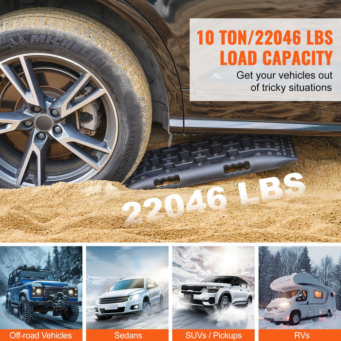 2Pcs Traction Boards With Pp For Mud Snow Sand Storage Bag Short Black