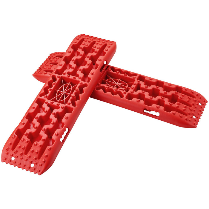 2Pcs Traction Boards With Pp For Mud Snow Sand Storage Bag Long Red