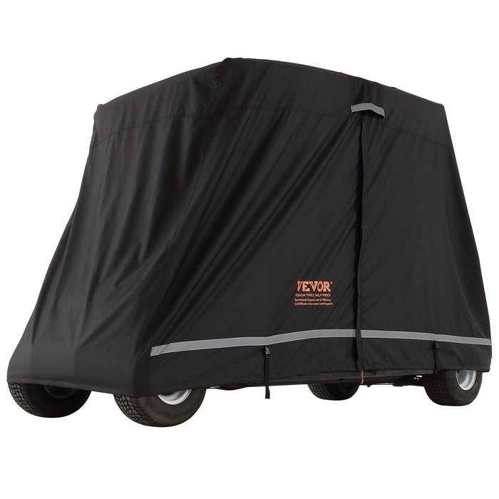 4 Passenger Golf Cart Cover 600D Polyester Full Cover Universal Fits For Most Brand Club Car Covers Waterproof Sunproof And Dustproof Outdoor Golf Cart Cover With Three Zipper Doors Black