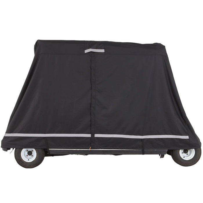 4 Passenger Golf Cart Cover 600D Polyester Full Cover Universal Fits For Most Brand Club Car Covers Waterproof Sunproof And Dustproof Outdoor Golf Cart Cover With Three Zipper Doors Black