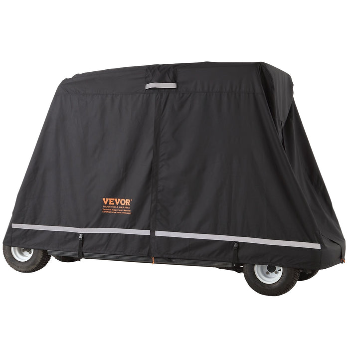 4 Passenger Golf Cart Cover 600D Polyester Full Cover Universal Fits For Most Brand Club Car Covers Waterproof Sunproof And Dustproof Outdoor Golf Cart Cover With Three Zipper Doors Black