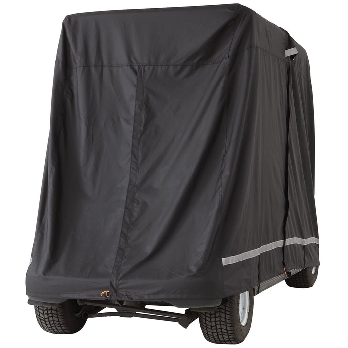 4 Passenger Golf Cart Cover 600D Polyester Full Cover Universal Fits For Most Brand Club Car Covers Waterproof Sunproof And Dustproof Outdoor Golf Cart Cover With Three Zipper Doors Black