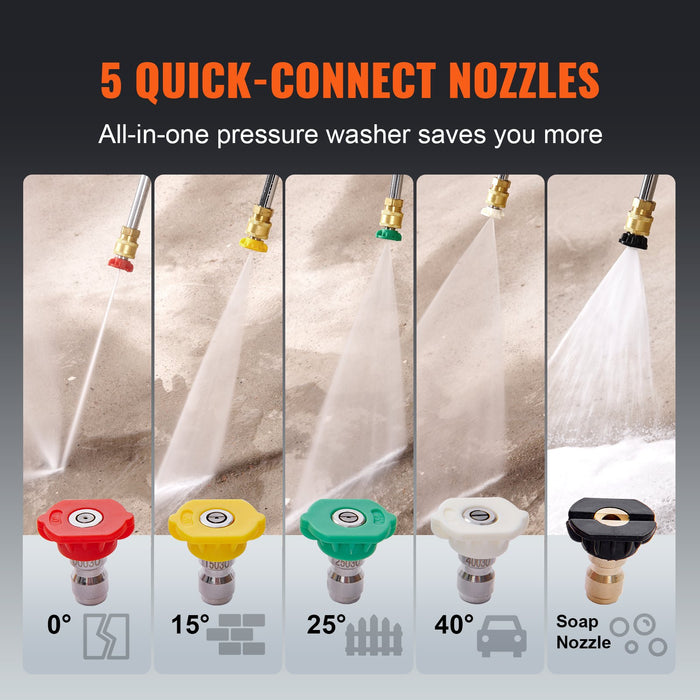 Gas Pressure Washer Gas Powered Washer 3600 Psi 2.6 Gpm 210Cc 5 Nozzles