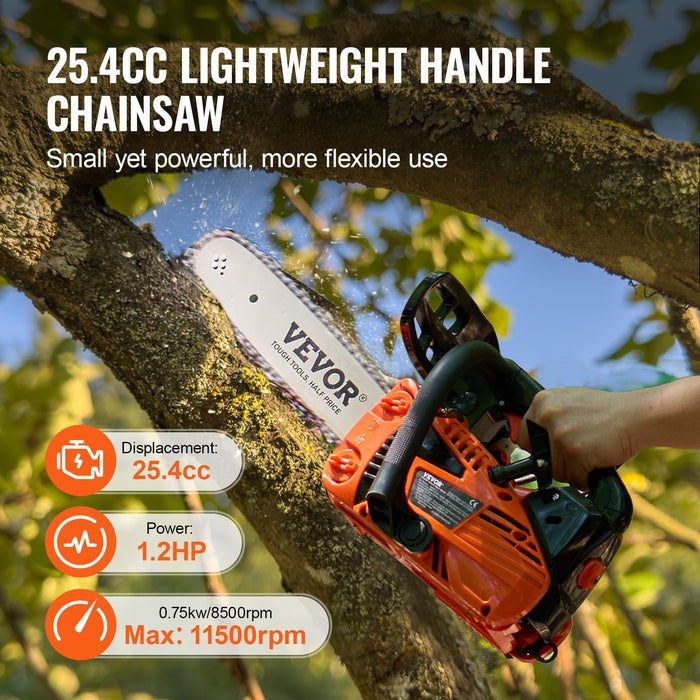 25.4Cc 304.8Mm Gasoline Chainsaw Powered Wood Cutting Engine Gas Chain Saw