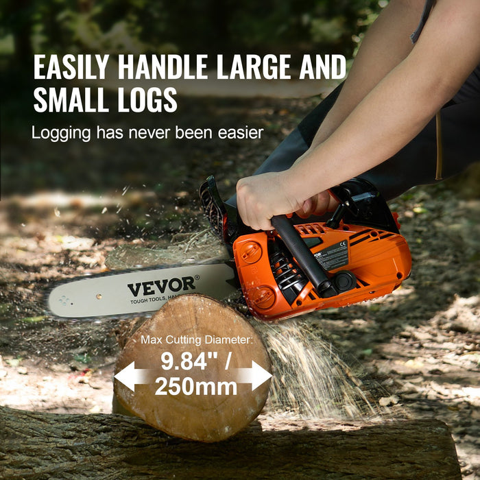 25.4Cc 304.8Mm Gasoline Chainsaw Powered Wood Cutting Engine Gas Chain Saw