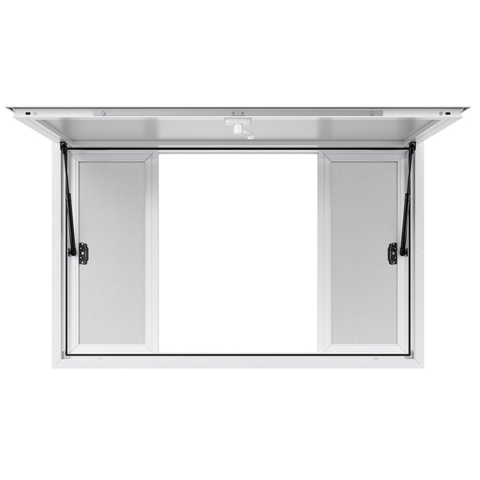 Concession Window 1346X838 Mm Aluminum Alloy Service Window For Food Truck Up To 85 Degrees Stand Serving Window With 4 Sliding Windows Awning Door And Drag Hook For Concession Trailers