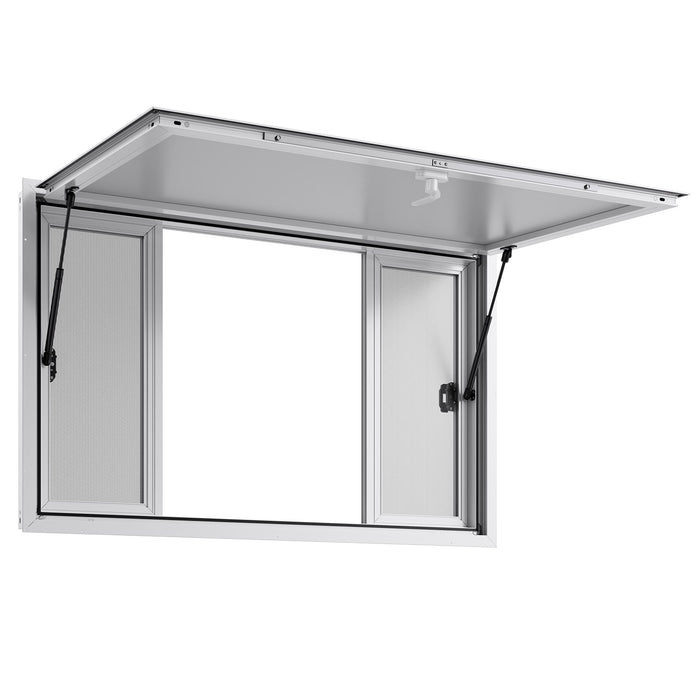Concession Window 1346X838 Mm Aluminum Alloy Service Window For Food Truck Up To 85 Degrees Stand Serving Window With 4 Sliding Windows Awning Door And Drag Hook For Concession Trailers