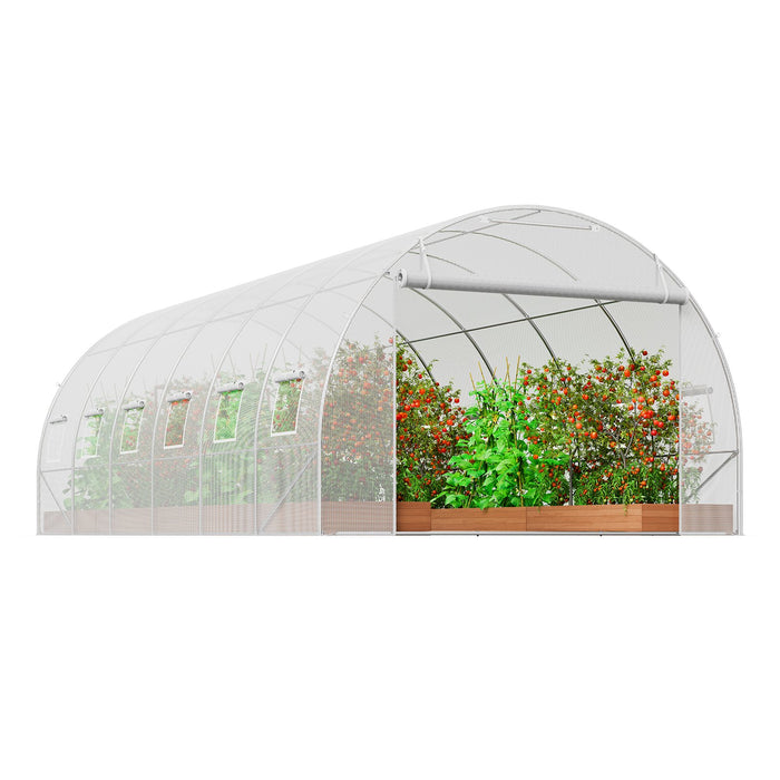 Walk-In Tunnel Greenhouse 19.4X9.7X6.5 Ft Hoop House Greenhouse Tunnel Plant Hot House With Galvanized Steel Frame White Pe Cover Roll-Up Zipper Door And 12 Windows For Outdoor