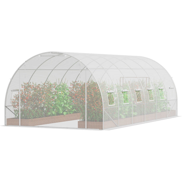 Walk-In Tunnel Greenhouse 19.4X9.7X6.5 Ft Hoop House Greenhouse Tunnel Plant Hot House With Galvanized Steel Frame White Pe Cover Roll-Up Zipper Door And 12 Windows For Outdoor