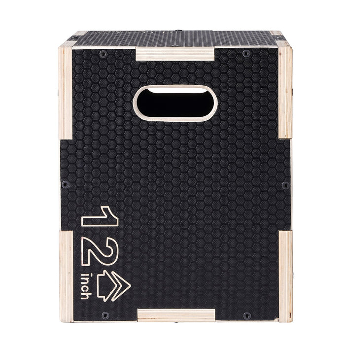 3 In 1 Plyometric Jump Box 16 / 14 / 12 Inch Wooden Plyo Box Platform & Jumping Agility Box Anti-Slip Fitness Exercise Step Up Box For Home Gym Training Conditioning Strength Training Black