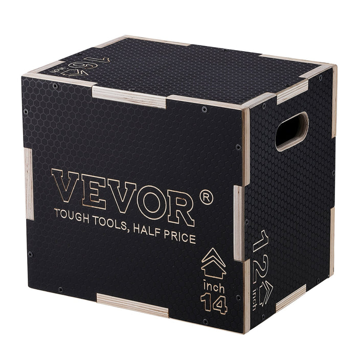 3 In 1 Plyometric Jump Box 16 / 14 / 12 Inch Wooden Plyo Box Platform & Jumping Agility Box Anti-Slip Fitness Exercise Step Up Box For Home Gym Training Conditioning Strength Training Black