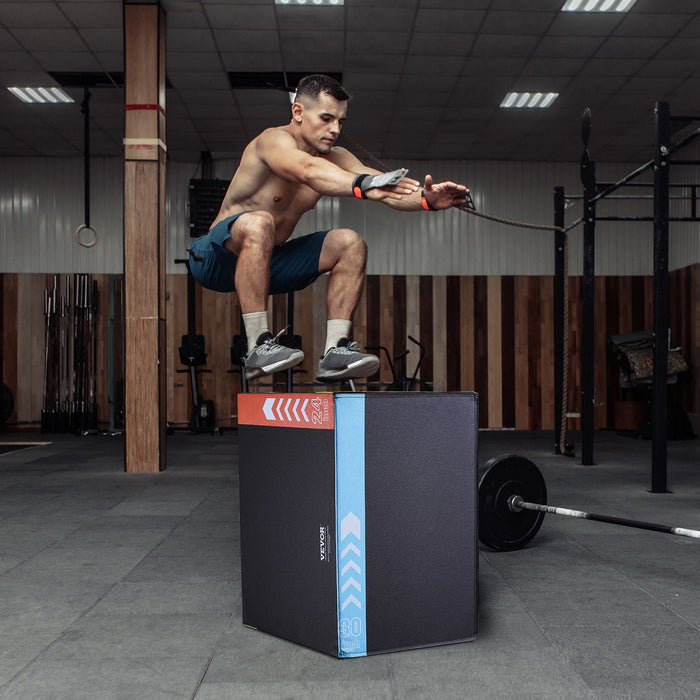 3 In 1 Plyometric Jump Box 30 / 24 / 20 Inch Foam Plyo Box Platform & Jumping Agility Box Anti-Slip Fitness Exercise Step Up Box For Home Gym Training Conditioning Strength Training Black