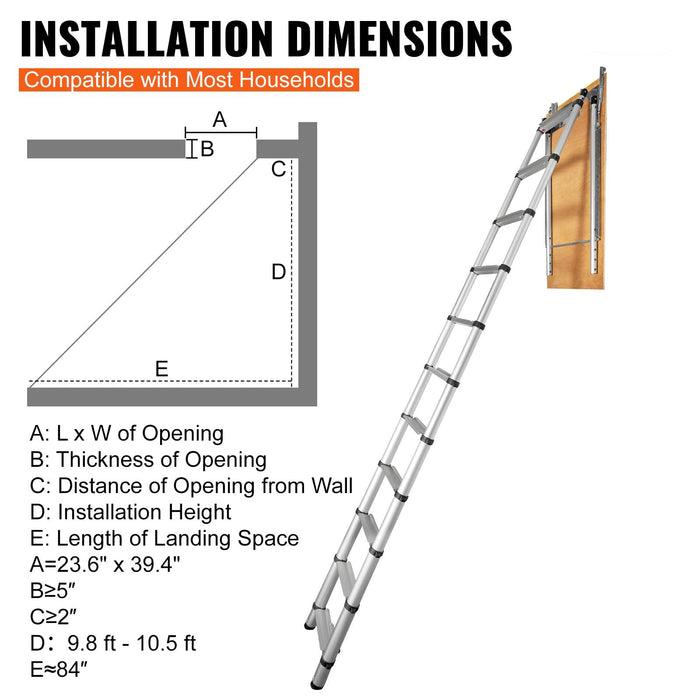Attic Ladder Telescoping 158.76Kg Capacity 100Cm X 59.94Cm Multi-Purpose Aluminium Extension Lightweight And Portable Fits298.7Cm-320.04Cmceilingheights Convenient Access To Your Attic Standa
