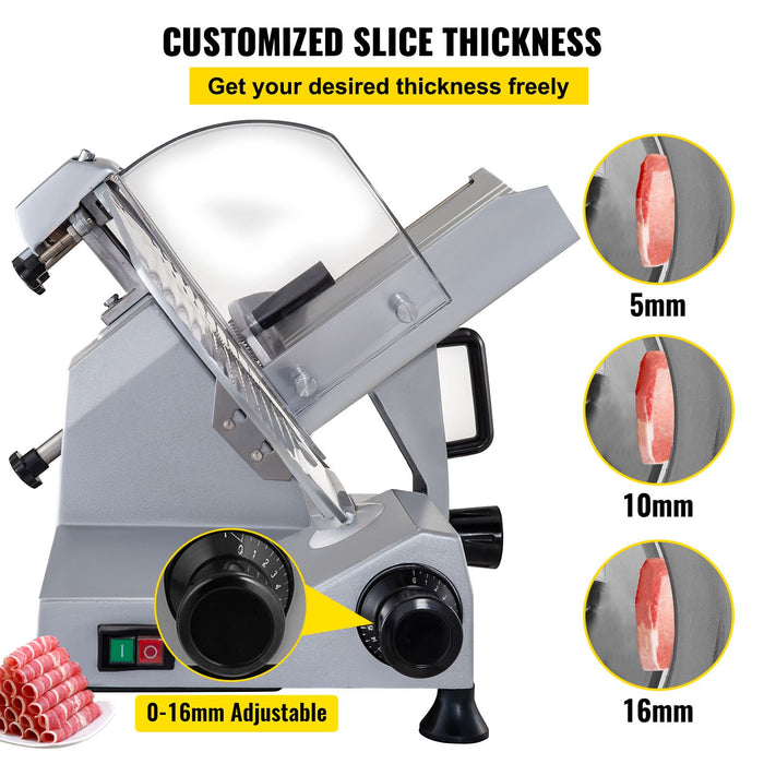 Commercial Meat Slicer 320W Electric Deli Food Slicer 12 Inch Carbon Steel Blade Electric Food Slicer 350-400Rpm Meat Slicer 0-0.6 Inch Adjustable Thickness For Meat Cheese Veggies Ham