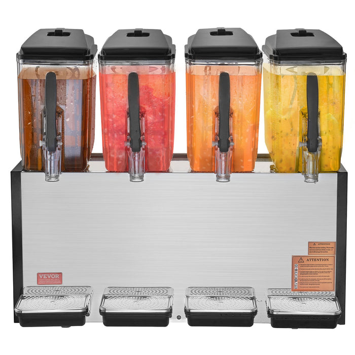 Commercial Beverage Dispenser 4 Tanks 12 L Per Tank Juice Dispenser 510W Stainless Steel Ice Tea Drink Machine With 7℃-12℃ Cooling Temperature For Cold Drink Restaurant Bar Party