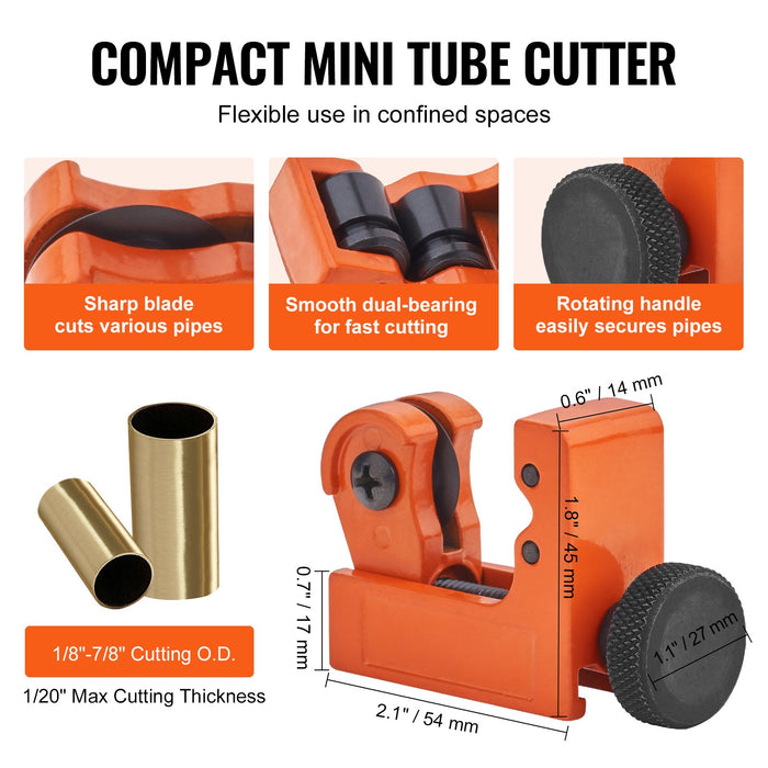 3Pcs Tubing Cutter Set 3 / 16"-2" O.D. Copper Pipe Cutter 1 / 8"-7 / 8" O.D. Mini Tube Cutter And Deburring Tool Heavy Duty Pipe Cutter Set For Copper Aluminum Stainless Steel Plastic Pipes