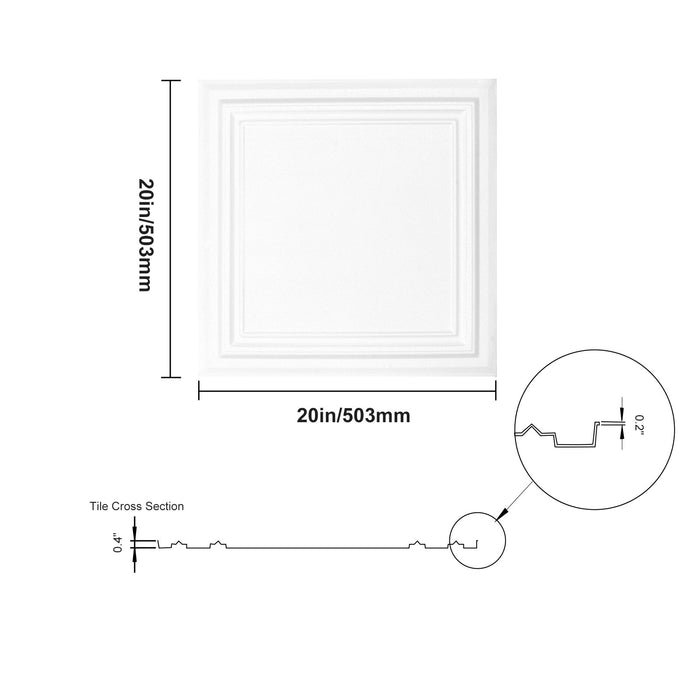 48-Pack Ceiling Tiles 20 X 20 In Polystyrene Easy Installation Glue-Up
