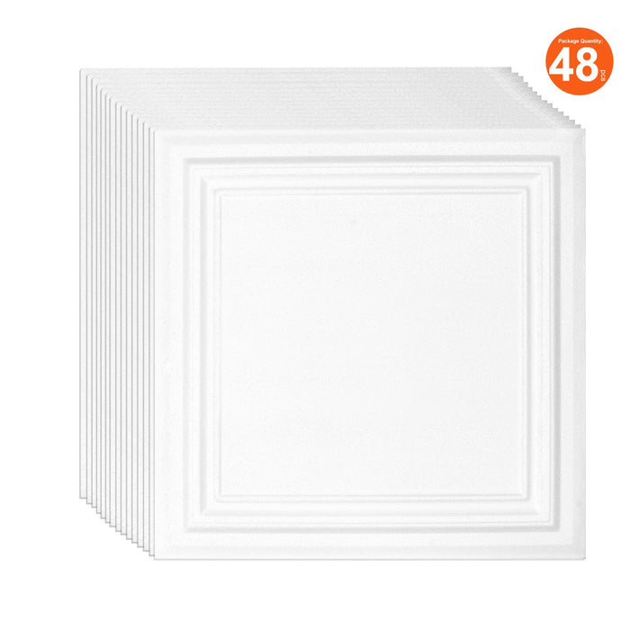 48-Pack Ceiling Tiles 20 X 20 In Polystyrene Easy Installation Glue-Up