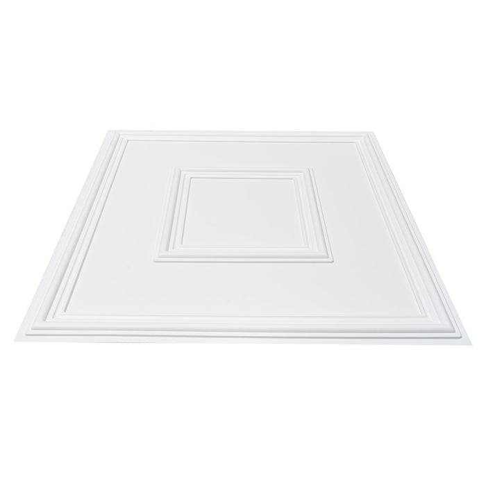 12-Pack Ceiling Tiles 24 X 24 In Pvc Easy Installation White Geometric