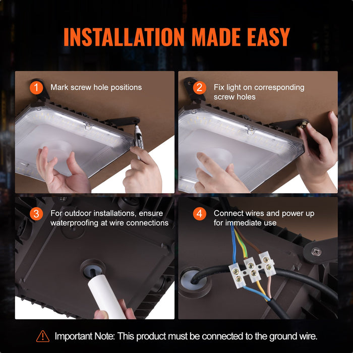 4 Pack Led Canopy Lights 80W 8800Lm 5000K Daylight Outdoor Canopy Lighting