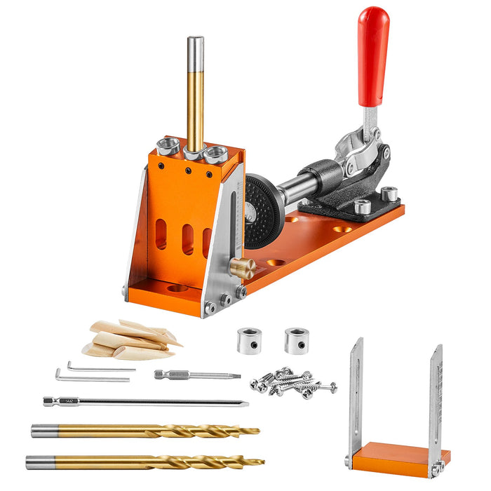 30 Pcs Pocket Hole Jig Kit Adjustable & Easy To Use Pocket Hole Jig System With Step Drills Wrenches Drill Stop Rings And Square Drive Bits Dual Scale Marks For Diy Carpentry Projects