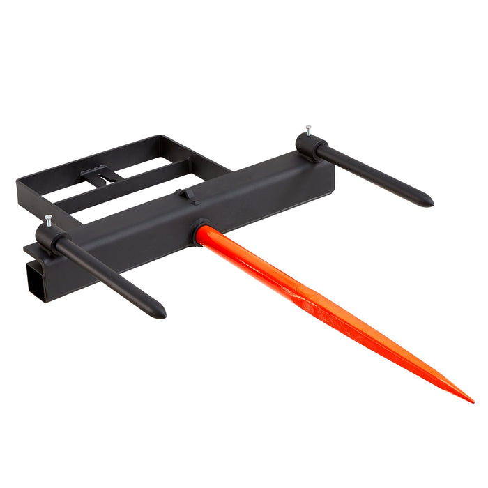 39" Hay Spear Bale Spears 726Kg Loading Capacity Skid Steer Loader Tractor Bucket Attachment With 2Pcs 17.5" Stabilizer Spears And 60" Chain Quick Attach Spike Forks
