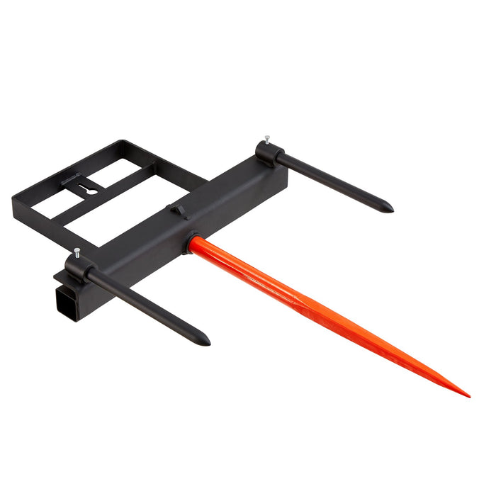 39" Hay Spear Bale Spears 726Kg Loading Capacity Skid Steer Loader Tractor Bucket Attachment With 2Pcs 17.5" Stabilizer Spears And 60" Chain Quick Attach Spike Forks