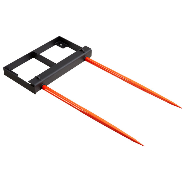 49" Hay Spear Bale Spears 1360Kg Loading Capacity Skid Steer Loader Tractor Bucket Attachment With 2Pcs 17.5" Stabilizer Spears And 60" Chain Quick Attach Spike Forks