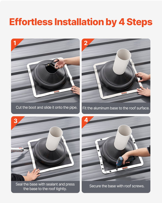 2 Pcs Metal Roof Pipe Flashing Boots Fit 170-355 Mm Pipe High Temp Edpm