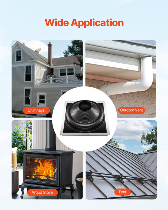 2 Pcs Metal Roof Pipe Flashing Boots Fit 170-355 Mm Pipe High Temp Edpm