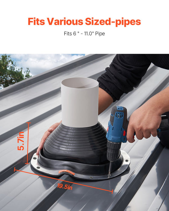 2 Pcs Metal Roof Pipe Flashing Boots Fit 150-280 Mm Pipe High Temp Edpm