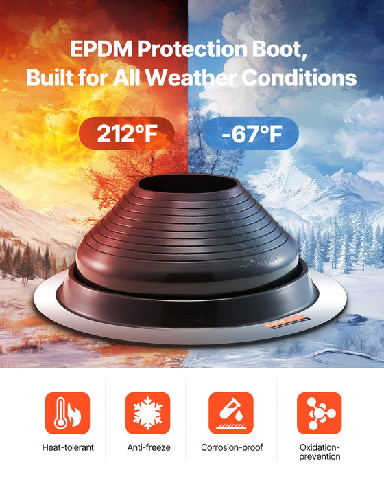 2 Pcs Metal Roof Pipe Flashing Boots Fit 150-280 Mm Pipe High Temp Edpm