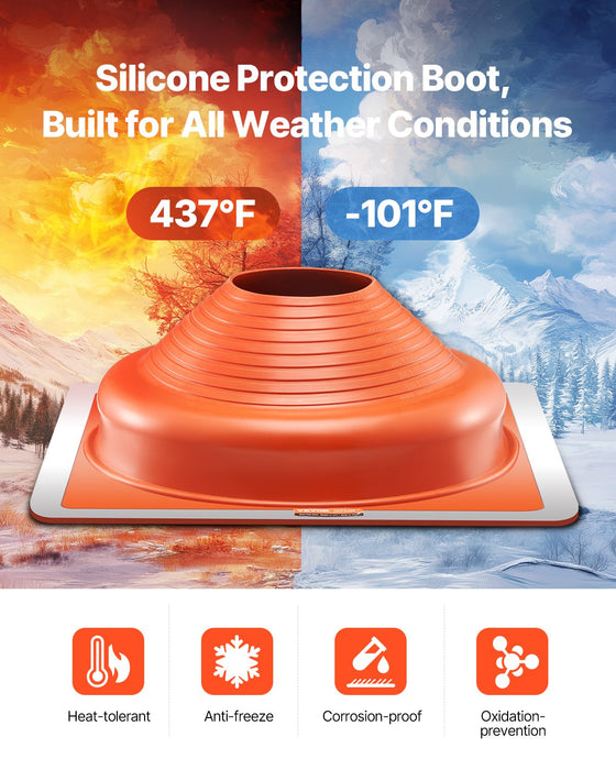 2 Pcs Metal Roof Pipe Flashing Boot Fit 170-355 Mm Pipe High Temp Silicone