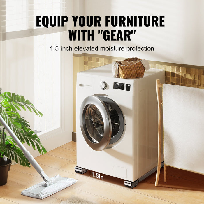 Heavy Duty Furniture Appliances Rollers 660 Lbs Total Load Extendable Appliance Rollers Mobile Washing Machine Base Fridge Stand Dolly Movers For Refrigerators Dryers Dishwashers White