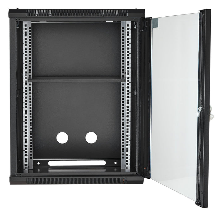 15U Wall Mount Network Cabinet 226.8 Kg Max. Ground Load Capacity Server Rack Cabinet Enclosure With Locking Tempered Glass Door Side Panels Q235 Carbon Steel For It Equipment A / V Devices