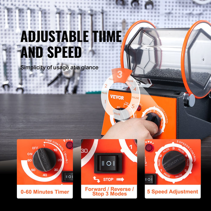 3Kg Rotary Tumbler Surface Polisher Jewelry Polish Finish Machine Gem Diy