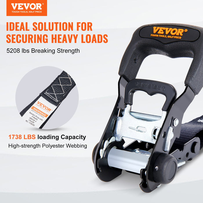 4 Pack Ratchet Tie Down Straps 5208 Lbs 1.6