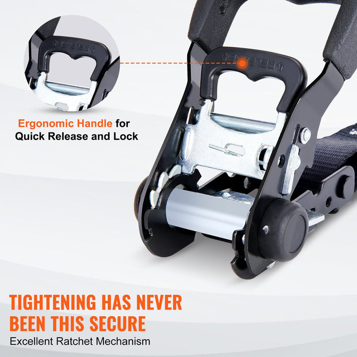 4 Pack Ratchet Tie Down Straps 5208 Lbs 1.6