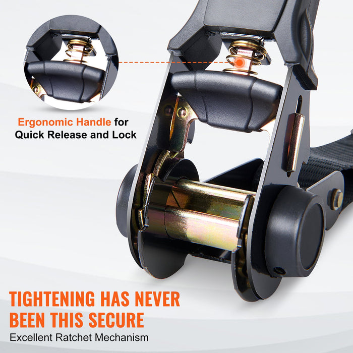 4 Pack Ratchet Tie Down Straps 2200 Lbs 1"X15' Heavy Duty For Cargo