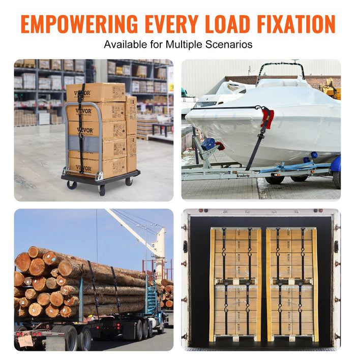 4 Pack Ratchet Tie Down Straps 2200 Lbs 1"X15' Heavy Duty For Cargo