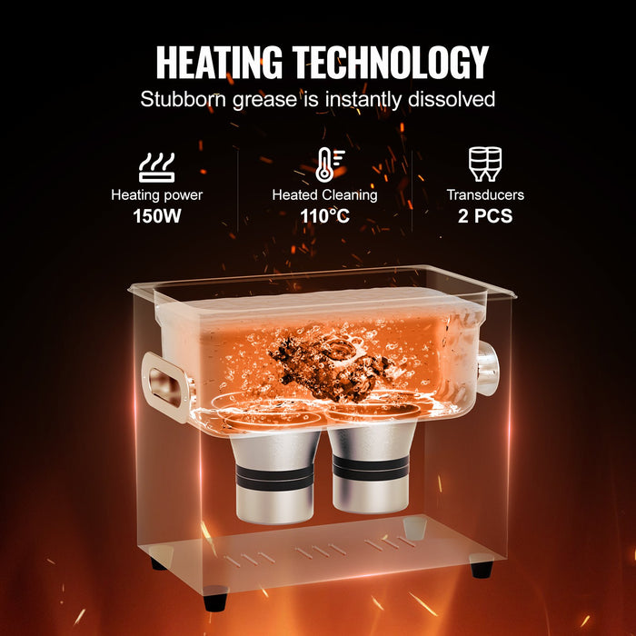 3L Ultrasonic Cleaner With Heater Timer & Basket Professional Digital Sonic Cavitation Machine 120W Cleaning Machine For Watch Instruments Glasses Coin Metal Parts Tool