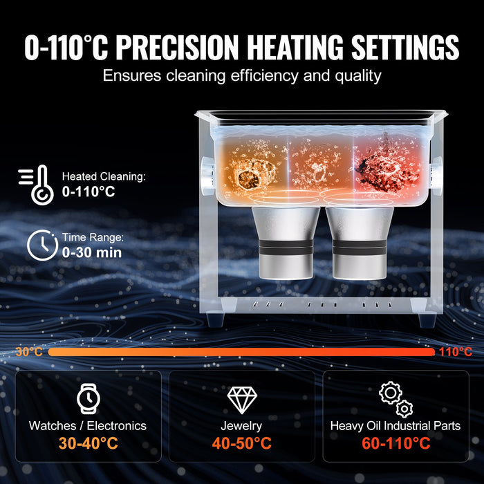 3L Ultrasonic Cleaner With Heater Timer & Basket Professional Digital Sonic Cavitation Machine 120W Cleaning Machine For Watch Instruments Glasses Coin Metal Parts Tool