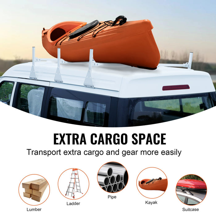 3-Bar Van Roof Ladder Rack Adjustable 56.3"-61.4" For Full-Size Vans