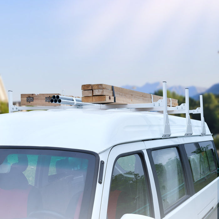 3-Bar Van Roof Ladder Rack Adjustable 56.3"-61.4" For Full-Size Vans